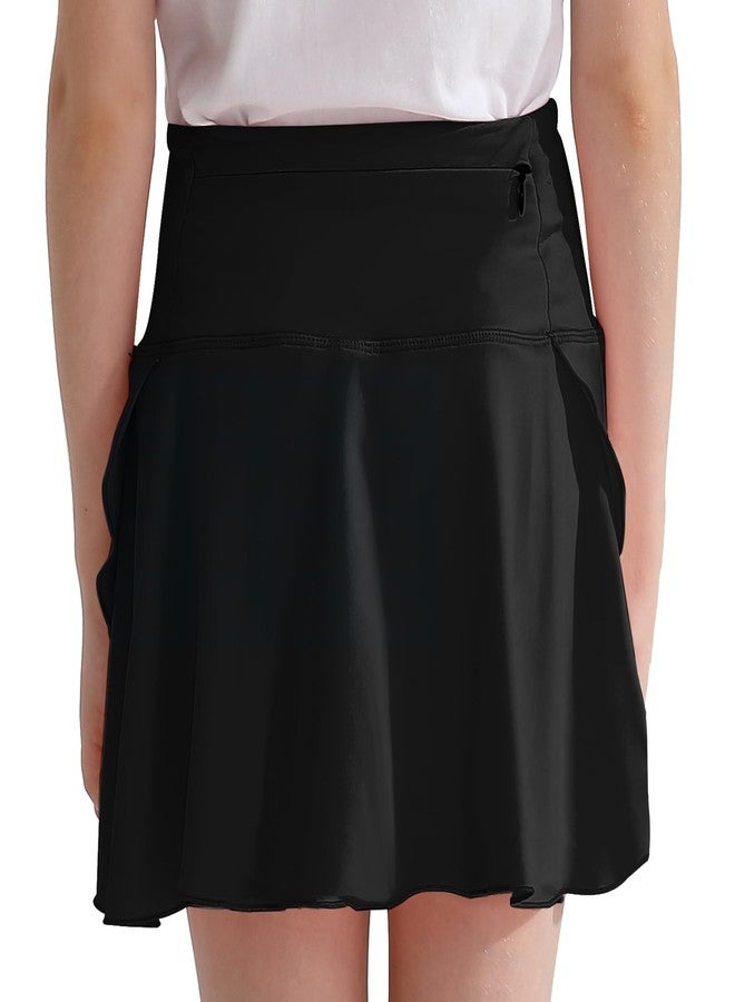 OEBLD Girls Athletic Skort High Waist Tennis Skirts with Shorts Butterfly Ruffle School Skirts with Pockets Black - Image 3